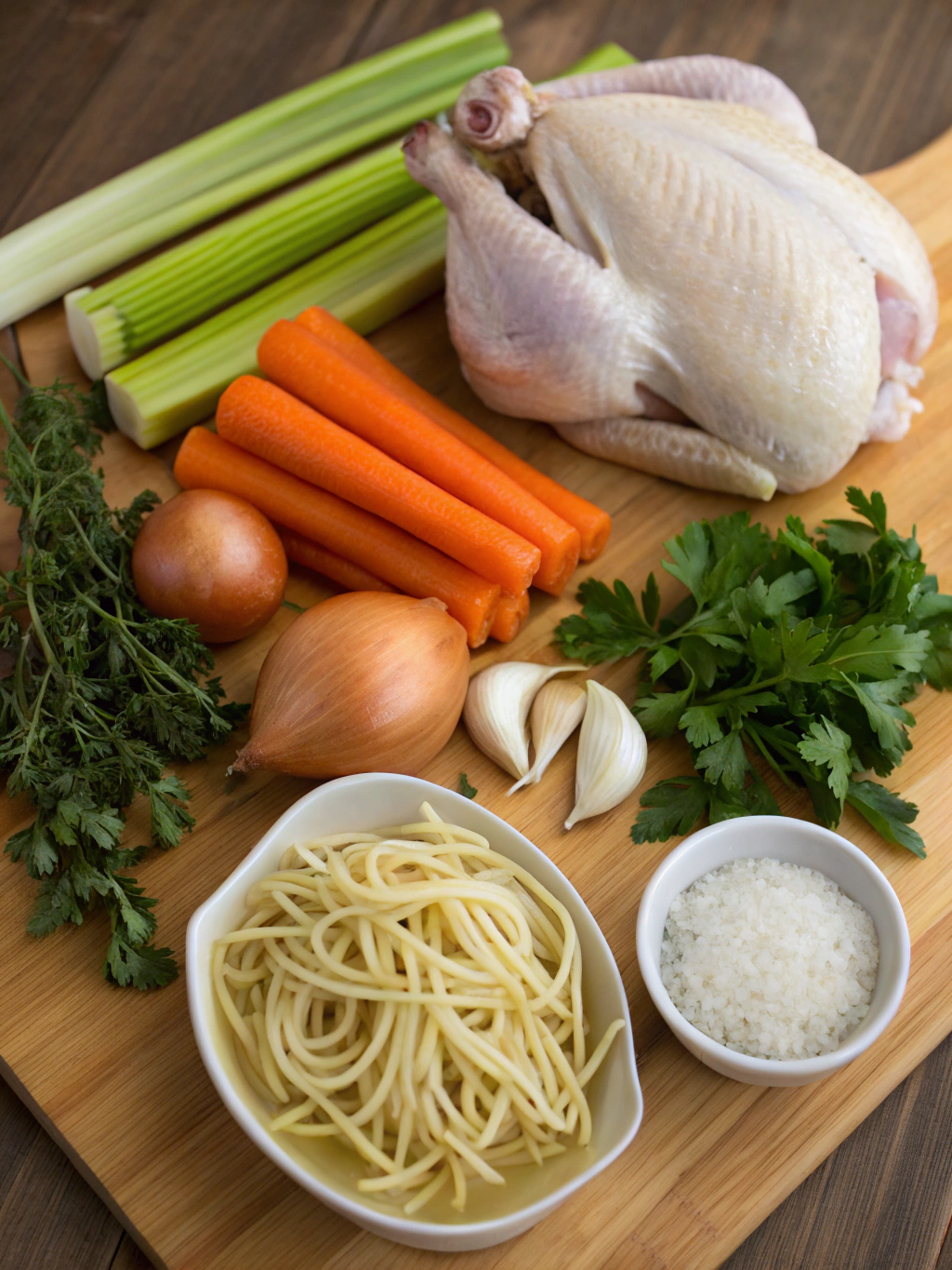 Chicken Noodle Soup: 5 Easy Ways to Make It Irresistible 2 Ingredients for irresistible chicken noodle soup laid out