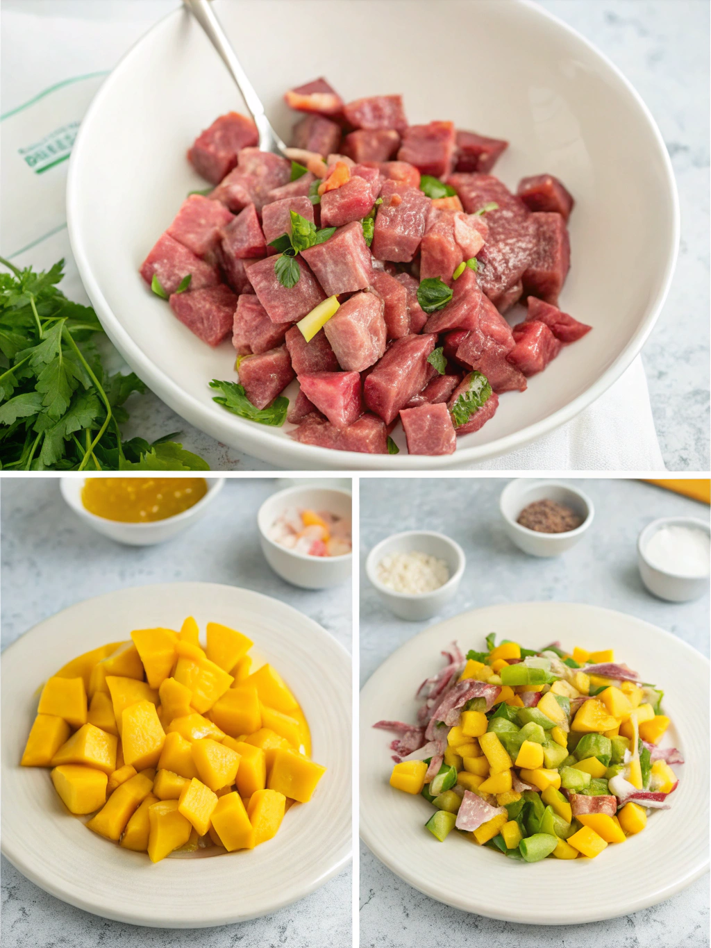 Beef and Mango Salad: best 5 Reasons Recipe Wow You! 3 beef and mango salad step by step
