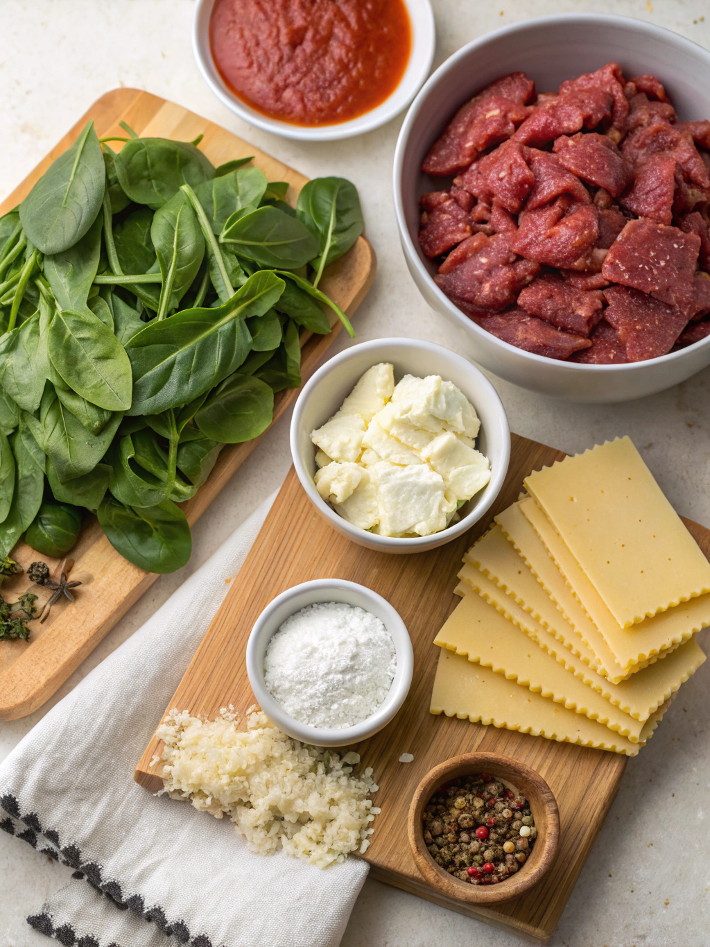Beef and Spinach Lasagna: 3 Reasons You'll Love This Recipe! 2 beef and spinach lasagna ingrdien