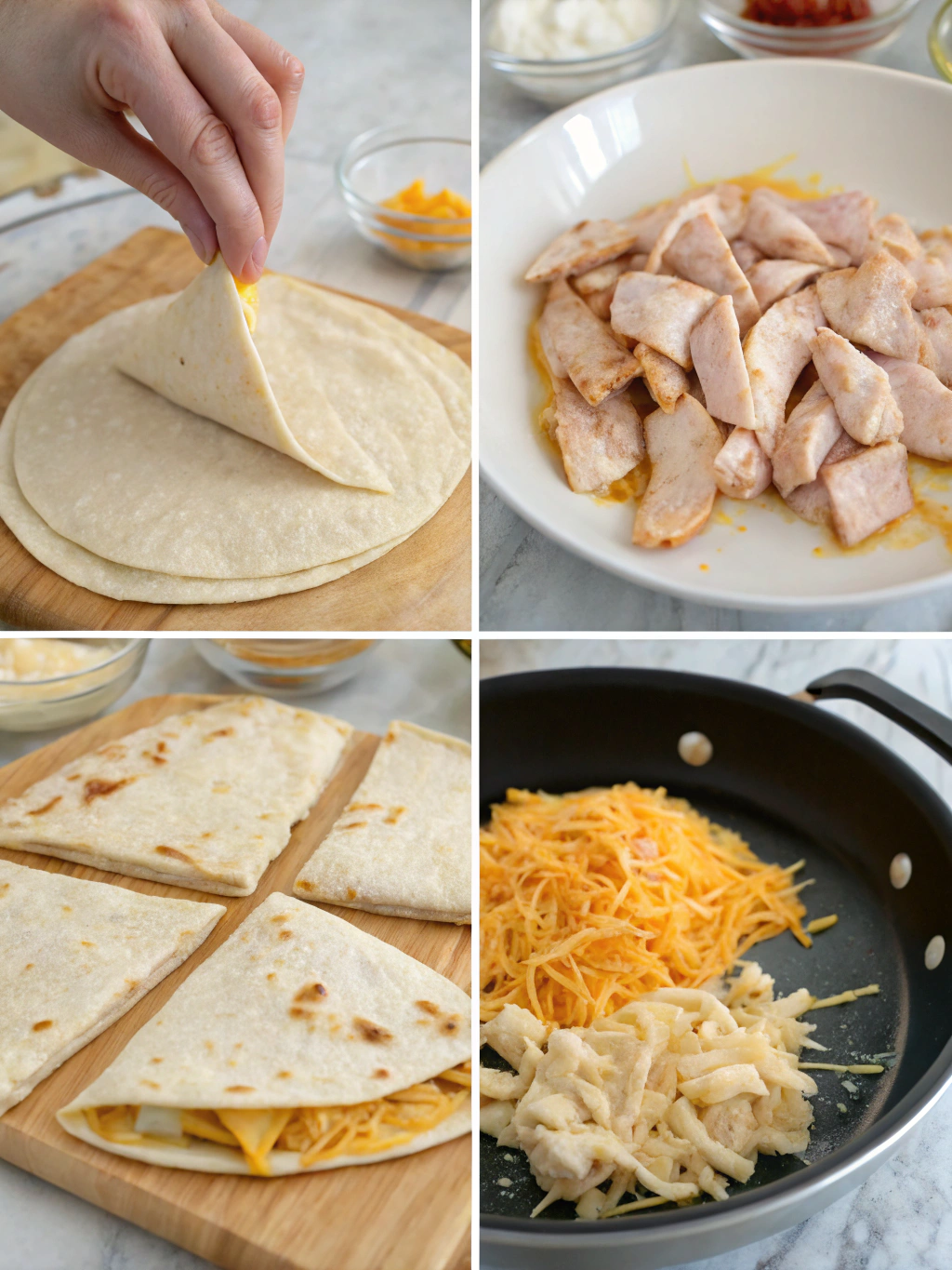 Chicken and Cheese Quesadill: 5 Easy Steps to a Tasty Snack! 3 chicken and cheese quesadill step by step